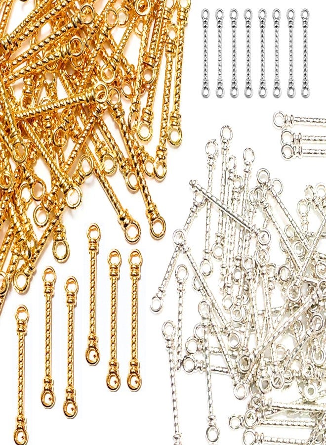 ST logo Double Hole Connector Bars for Jewelry Making Plated Link Connectors DIY Earrings Necklace Bracelet Findings Craft Supplies (25 pcs + 25 Pcs) - Image 1