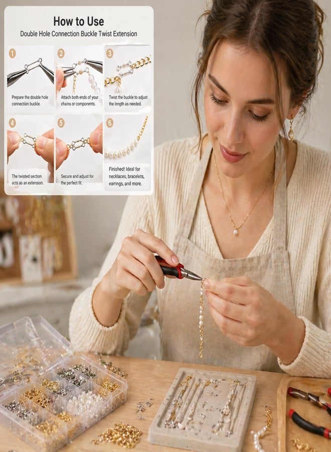 ST logo Double Hole Connector Bars for Jewelry Making Plated Link Connectors DIY Earrings Necklace Bracelet Findings Craft Supplies (25 pcs + 25 Pcs) - Image 2