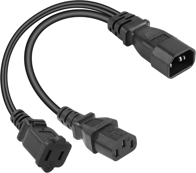 SinLoon IEC 320 C14 to C13115R Power Cord18 AWG C14 Male to C13115R Y Splitter Adapter Extension Power Cable for Computer Plasma TV Printer Monitor AC Adapter C13115R - Image 1