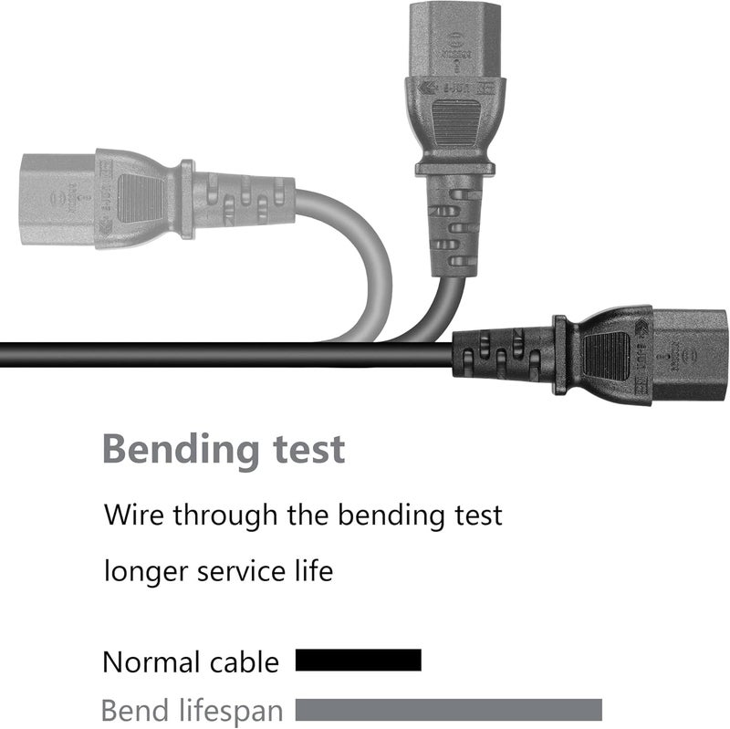 SinLoon IEC 320 C14 to C13115R Power Cord18 AWG C14 Male to C13115R Y Splitter Adapter Extension Power Cable for Computer Plasma TV Printer Monitor AC Adapter C13115R - Image 3