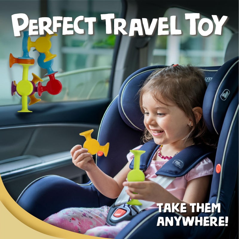 BUNMO Suction Bath Toys - Connect, Build, Create - No Mold Bath Toy - Hours of Fun & Creativity - Fine Motor Skills - Stimulating & Addictive Sensory Toy - Non-Mouthable Toy 3+ - Smooth 24 Pack - Image 4