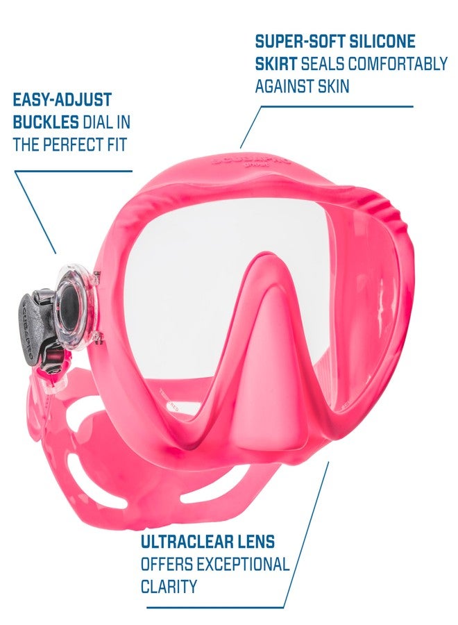 SCUBAPRO Ghost Scuba Dive Mask, Low-Volume Frameless Design w/Ultra Clear Single Lens, Silicone Skirt and Easy-Adjust Strap Buckles, Pink - Image 4