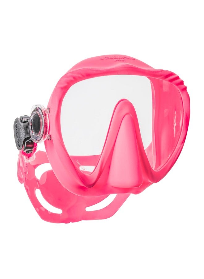 SCUBAPRO Ghost Scuba Dive Mask, Low-Volume Frameless Design w/Ultra Clear Single Lens, Silicone Skirt and Easy-Adjust Strap Buckles, Pink - Image 1