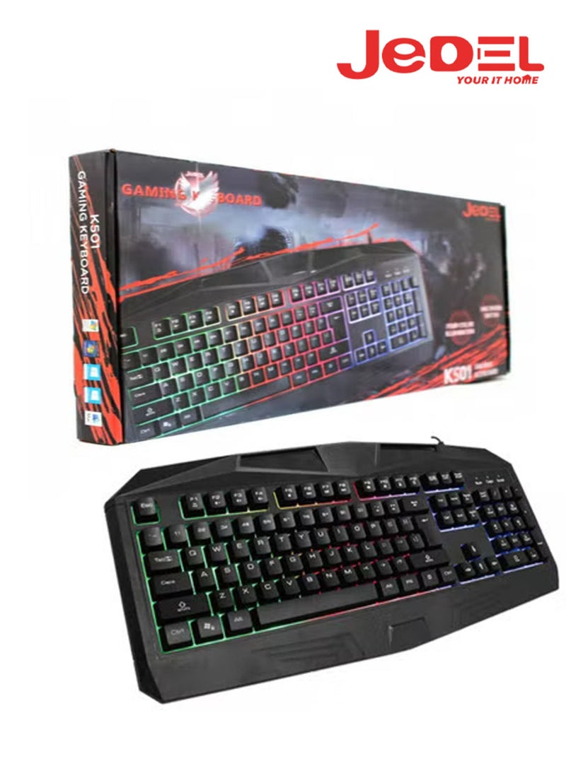Jedel K501 Four Color Illumination Keyboard Black - Image 1