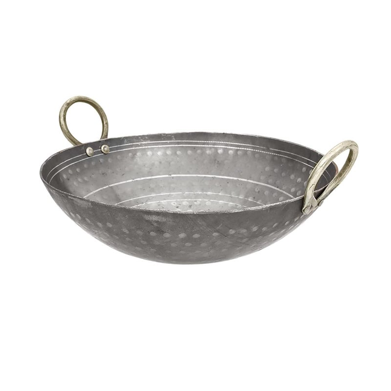 PTR Handmade Iron Matthar Kadai | Hammered Kadai with Handle for Kitchen | Deep Frying Kadai (10 Litre) - Image 1