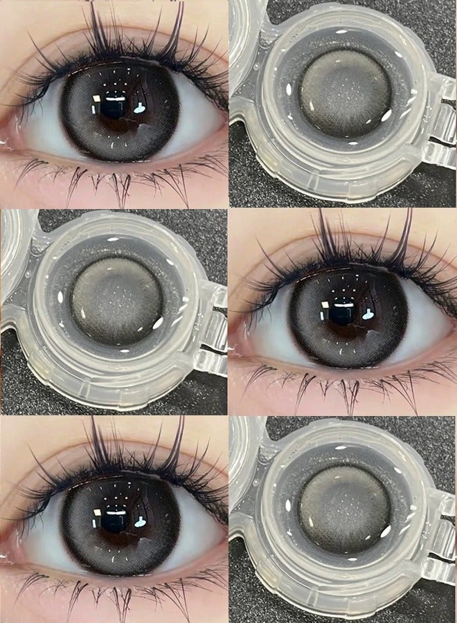 Mill Creek color contact lenses 14.2MM hydrogel lenses can be used for 12 months 1 pair of 2 black glasses - Image 2