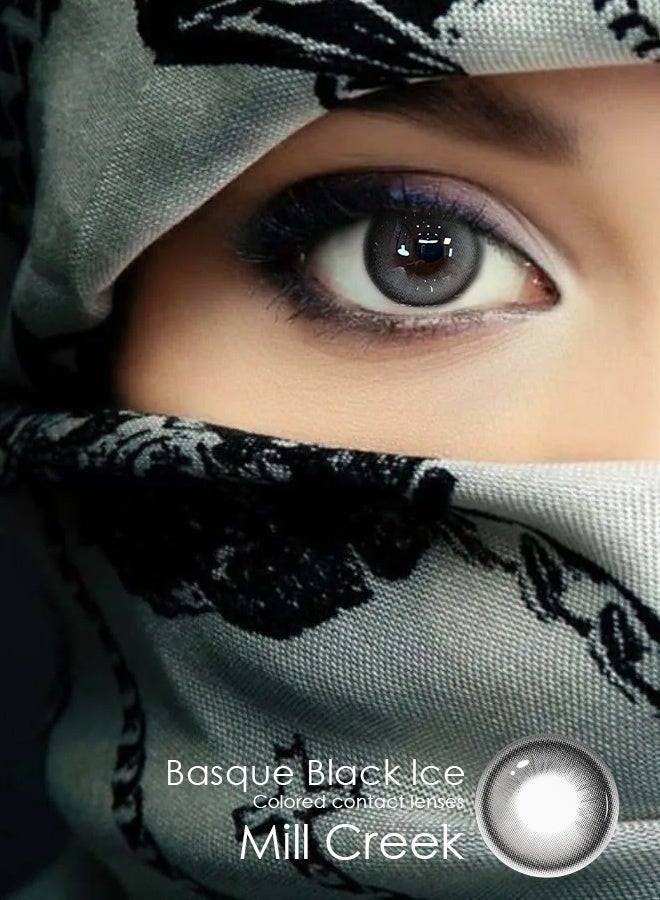 Mill Creek color contact lenses 14.2MM hydrogel lenses can be used for 12 months 1 pair of 2 black glasses - Image 1