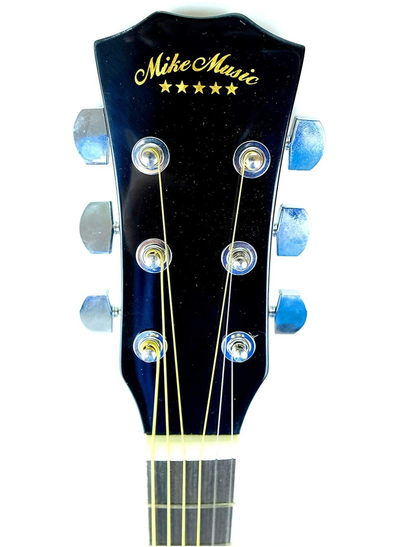Mike Music 40 inch Acoustic Guitar Full Size Guitar All Wood Beginner Cutaway Guitars Starter Kit for Teens Adults with Free Thick Gig Bag, Strings, Capo, Picks-Glossy Black Guitar  - Image 2