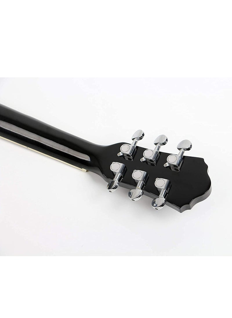 Mike Music 40 inch Acoustic Guitar Full Size Guitar All Wood Beginner Cutaway Guitars Starter Kit for Teens Adults with Free Thick Gig Bag, Strings, Capo, Picks-Glossy Black Guitar  - Image 3