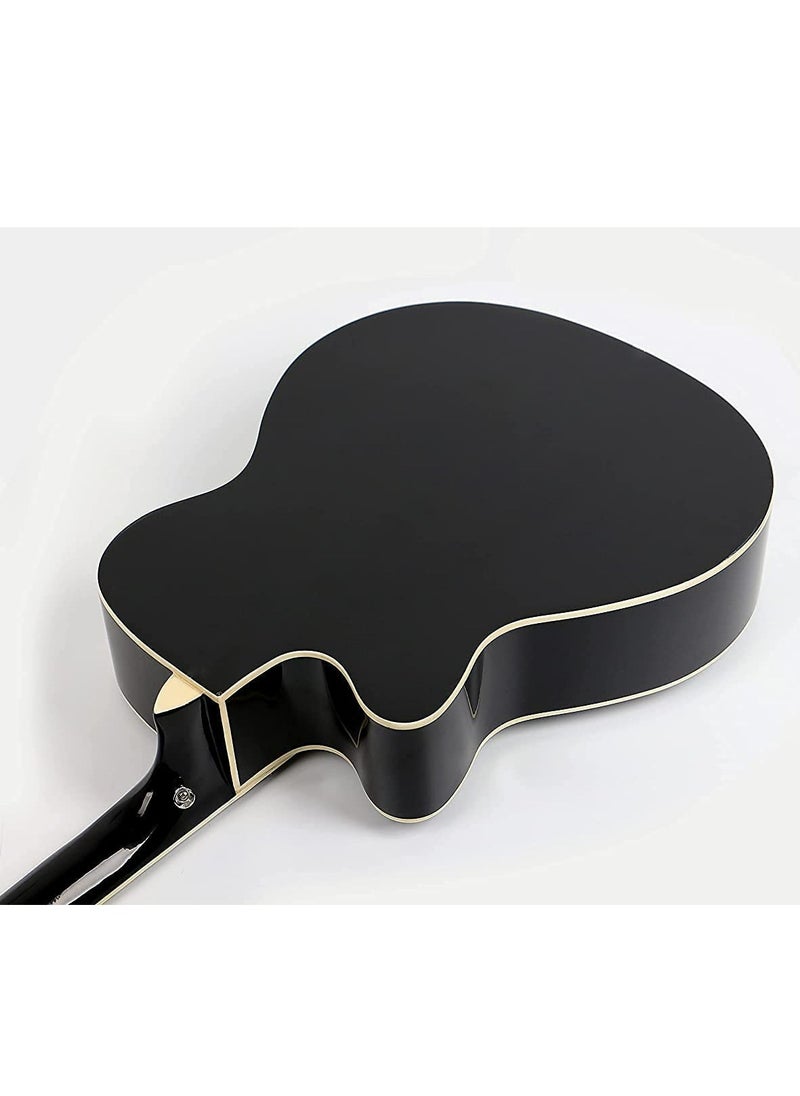 Mike Music 40 inch Acoustic Guitar Full Size Guitar All Wood Beginner Cutaway Guitars Starter Kit for Teens Adults with Free Thick Gig Bag, Strings, Capo, Picks-Glossy Black Guitar  - Image 4