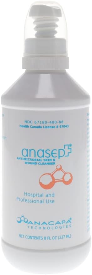Anasept-Antimicrobial Skin and Wound Cleanser, 8 oz. Bottle with Finger Sprayer, Wound Spray, Sterile Rinse, Healing Spray for Hospital and Professional Use