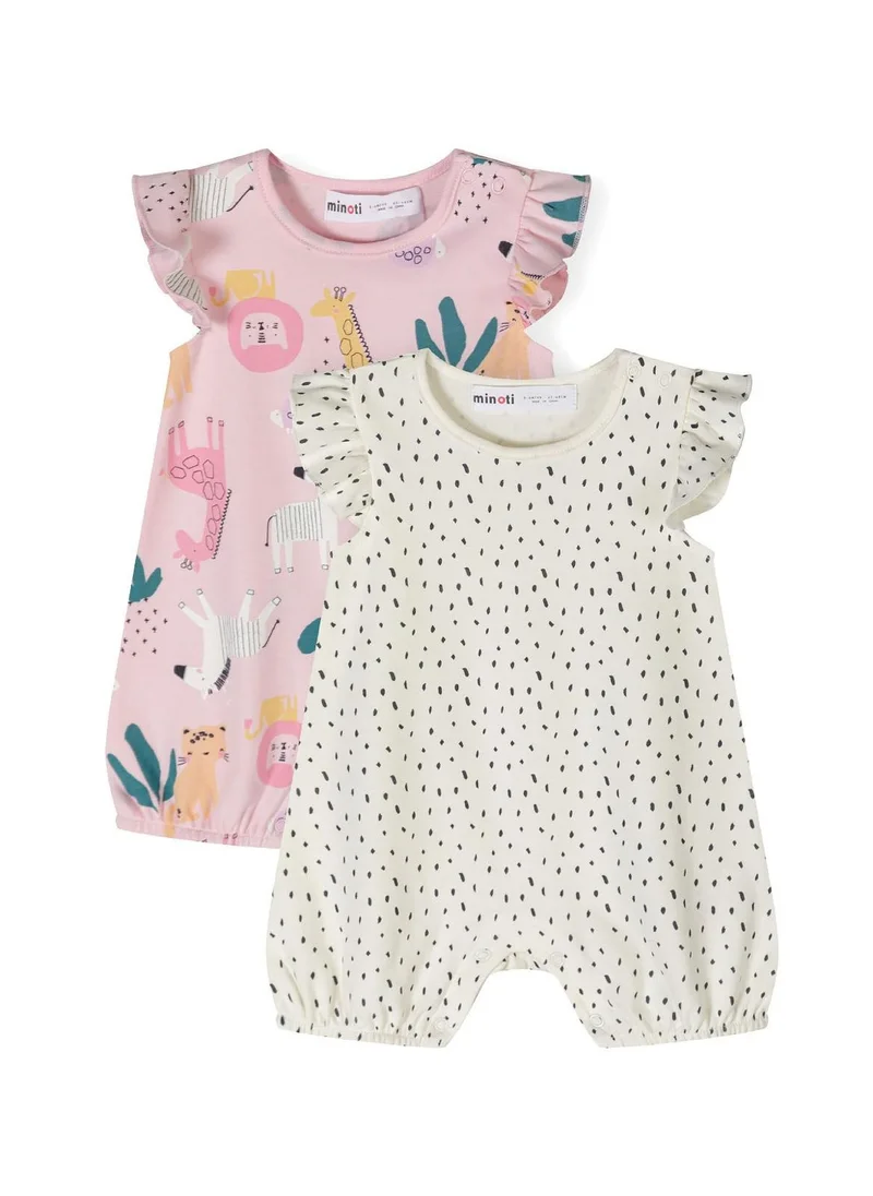 MINOTI 2-Pack Baby Rompers with Ruffle Sleeves and Snap Closures