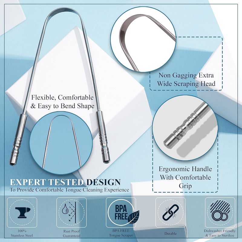 MasterMedi Tongue Scraper with Case Easy to Use Tongue Scraper for Adults, Tongue Cleaner for Oral Care & Hygiene (Single Pack with Travel Case) - Image 3