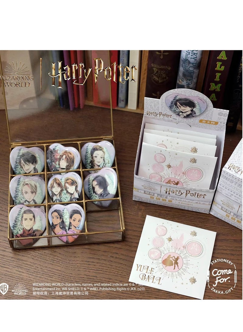 Harry Potter Triwizard Tournament Dance Heart-Shaped Laser Pins - 8 Pieces per Box, Collectible Souvenir - Image 3