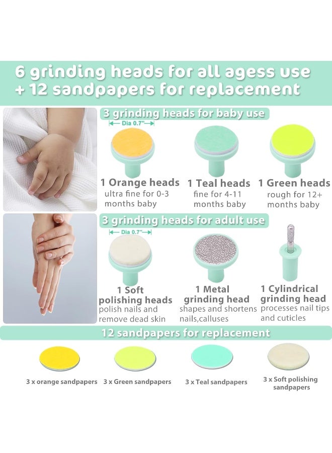 Consevisen Baby Nail Trimmer Electric Nail File Baby Nail Clippers, 20 in 1 Safe Nail Filer Grinder Kit for Newborn Infant Toddler Kids or Adults Toes Fingernails Care Trim Polish, Led Light and Grinding Heads - Image 2