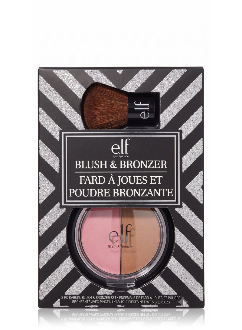 elf E.L.F. Cosmetics Blush & Bronzer Duo with Mini Kabuki Brush, 2-Piece Set - Image 2
