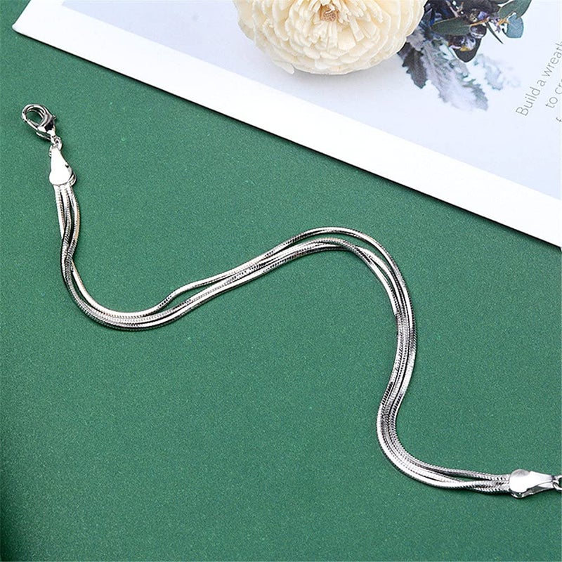 kelistom 925 Sterling Silver Bracelets for Women Teens, Love Heart Charm Chain Bracelet Bangle Fashion Jewelry Gifts (heart-3 layered) - Image 4