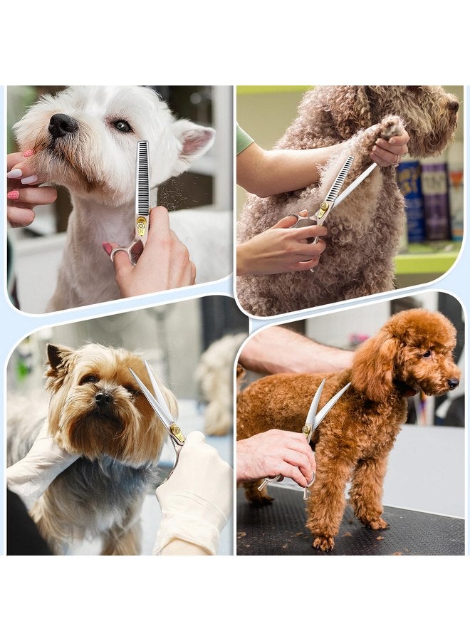 جيسون طقم مقصات العناية بالكلاب من جيسون، مقصات حادة احترافية 6 في 1 للكلاب - مقصات رفيعة ومستقيمة ومنحنية ومشط للكلاب والقطط والحيوانات الأليفة، لون ذهبي وردي - Image 2