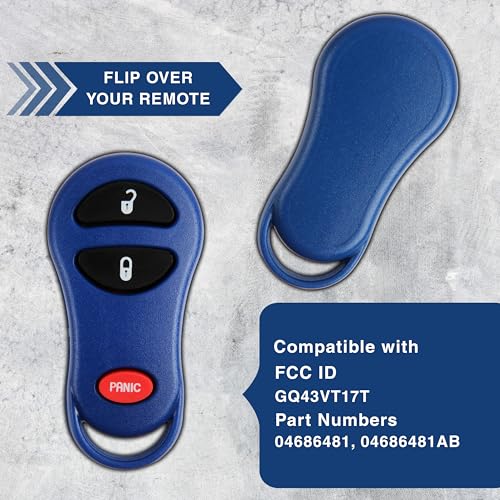 KeylessOption 2X KeylessOption Key Fob Replacement for 1999 2000 2001 2002 2003 2004 2005 2006 2007 2008 Chrysler Town Country Dodge Caravan Jeep Grand Cherokee Plymouth Remote, 3-Button 04686481, Self Programming - Image 4