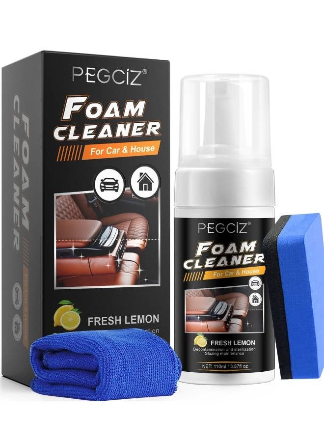 Pegciz منظف رغوي متعدد الأغراض للسيارة والمنزل سعة 110 مل منظف رغوي متعدد الأغراض للمقاعد الداخلية للسيارة والسجاد ومنظف متعدد الأغراض للسيارة والمنزل - Image 1
