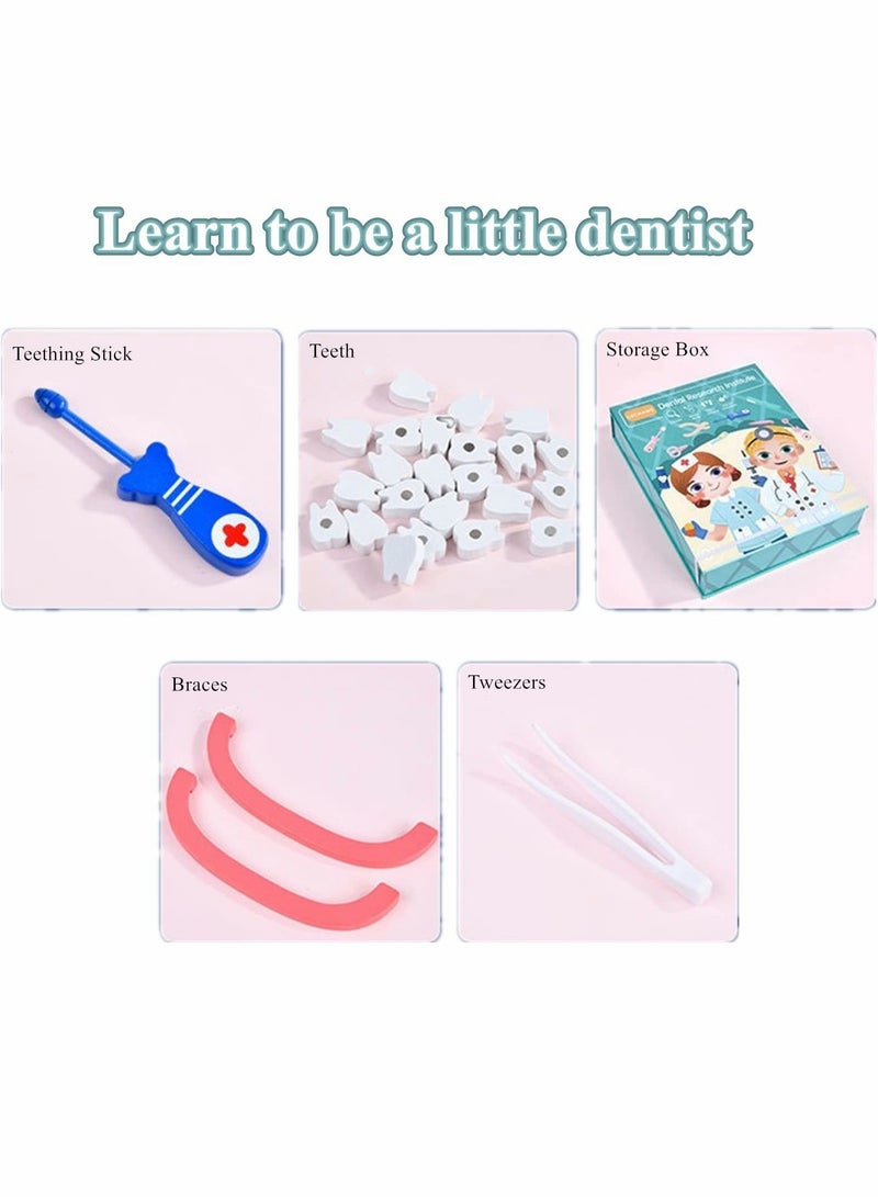 Zikra Children's Wooden Doctor Toy Set, Pretend Oral Dentistry Little Doctor Nurse Toy Set, Role-playing Educational Learning, Educational Games for Boys and Girls - Image 5