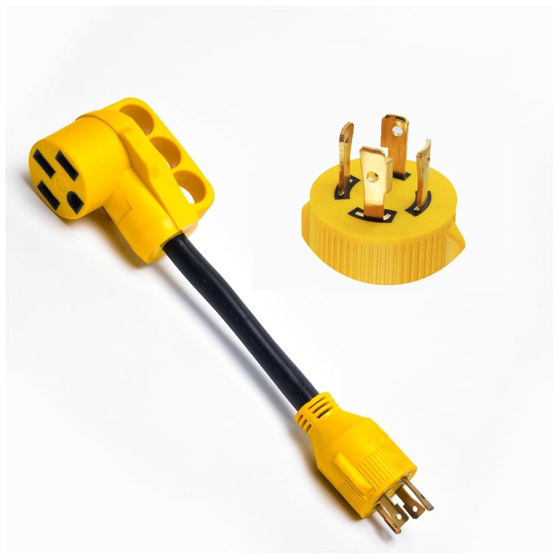 Malxs Generator to RV Adapter 30 Amp to 50 Amp,NEMA L14-30P to 14-50R 4 Prong 30 Amp to 50 Amp Power Adapter 12 Inch,30A Generator Male Plug to 50A RV Camper Female Connector,Load Up to 30 Amp 250V - Image 1