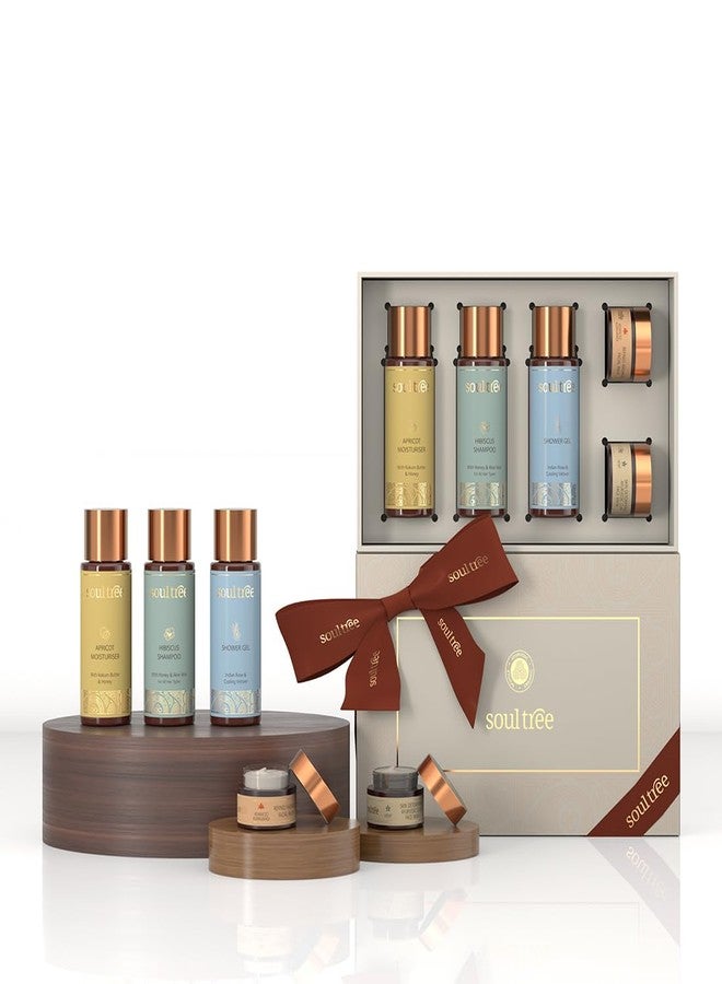 SoulTree Self-Care Essentials Kit | Ayurvedic Bath & Body Care Gift Set | Ayurvedic Shampoo, Shower Gel, Face Balm, Moisturiser & Clay Mask | Organic Skincare Gift Box for Men & Women | Paraben & Sulphate Free Travel Kit - Image 1