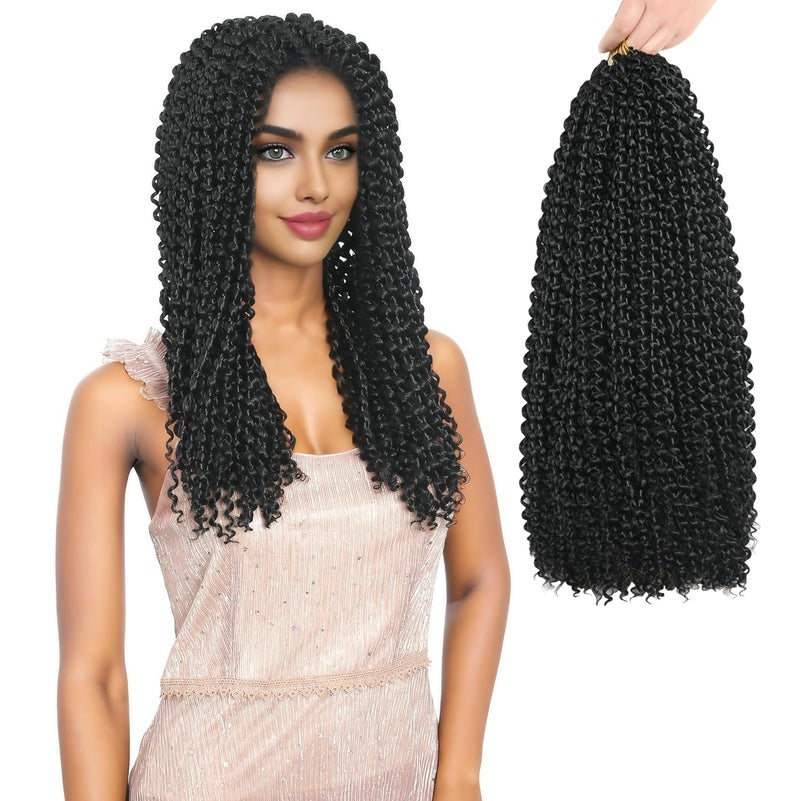FUTAI Passion Twist Hair 7 Packs 18 Inch Pre Looped Water Wave Crochet Hair Bohemian Braids for Black Women