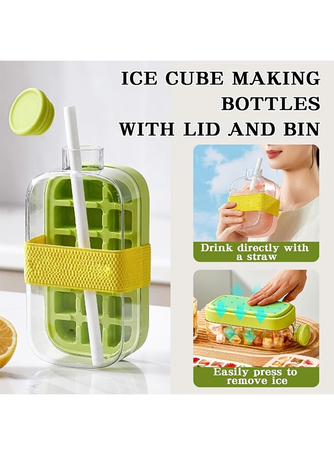 DAREU 2‑in‑1 Touch‑Free Ice Cube Water Bottle with Straw – 800 ml Leak‑Proof Portable Ice Tray Bottle with Silicone Seal, Perfect for Home, Office, Outdoor, Travel (Green)  - Image 3