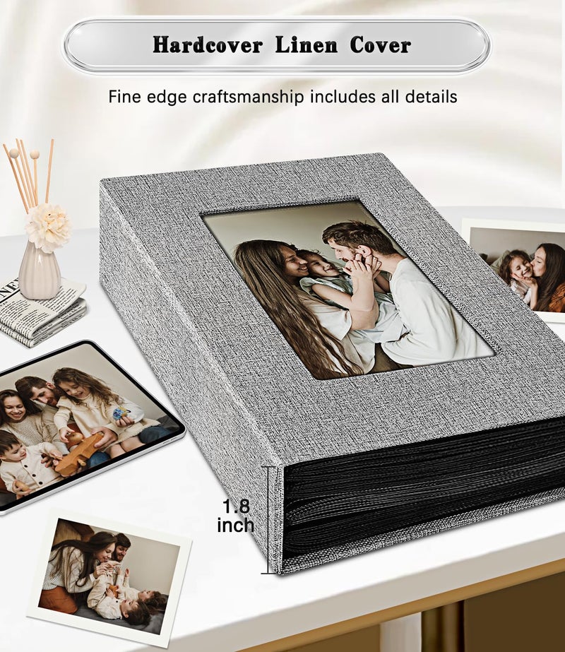 Ejblfe Photo Album 4x6,Linen Cover Slide-in Photo Album Book Can Holds 100 4x6 Photos with 50 Black Sheets for Family,Wedding,Baby and Holiday Pictures (Gray) - Image 5