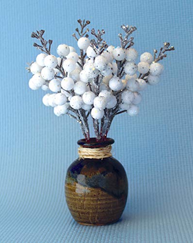 OLYPHAN Winter Berry Picks/White Holiday Berries Pick/Decorative Christmas Artificial Berry Stems for Wreaths, Garland, Crafts DIY Ornaments/Xmas Decor Craft/Set 8 Glitter Sprays Artificial Snow - Image 2