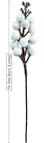 OLYPHAN Winter Berry Picks/White Holiday Berries Pick/Decorative Christmas Artificial Berry Stems for Wreaths, Garland, Crafts DIY Ornaments/Xmas Decor Craft/Set 8 Glitter Sprays Artificial Snow - Image 4