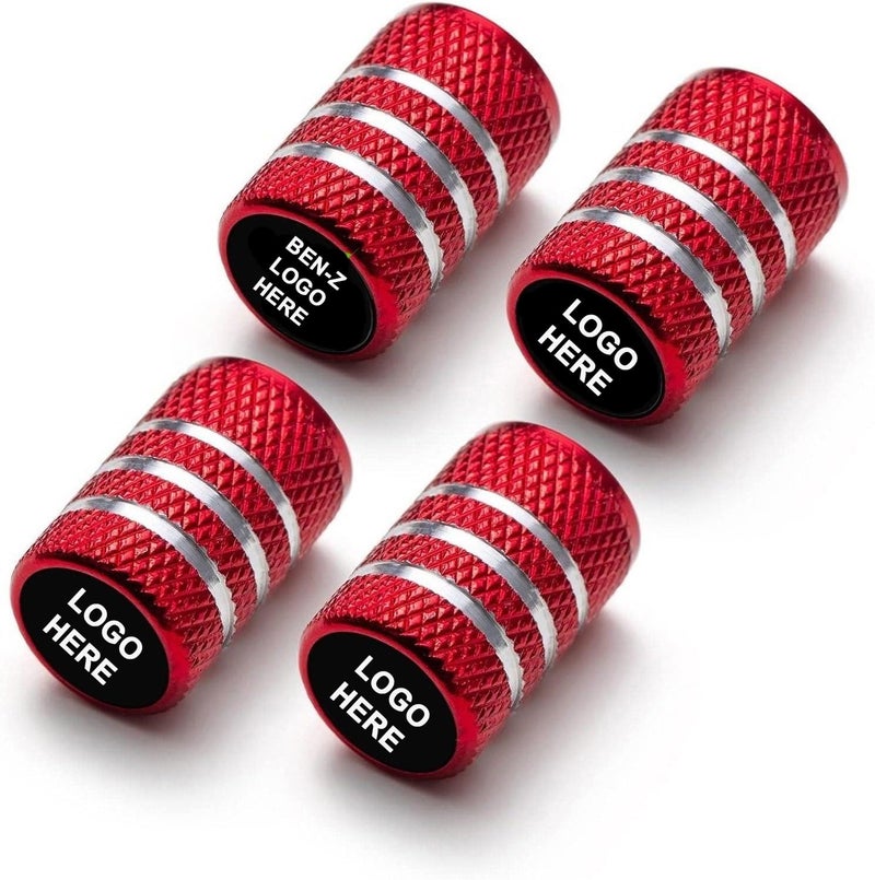 Greenworld Premium Red Metal Car Tyre Valve Caps Featuring Car Logo Emblems - Durable, Stylish, and Universal Wheel Accessories(MERCE-RIES) - Image 1