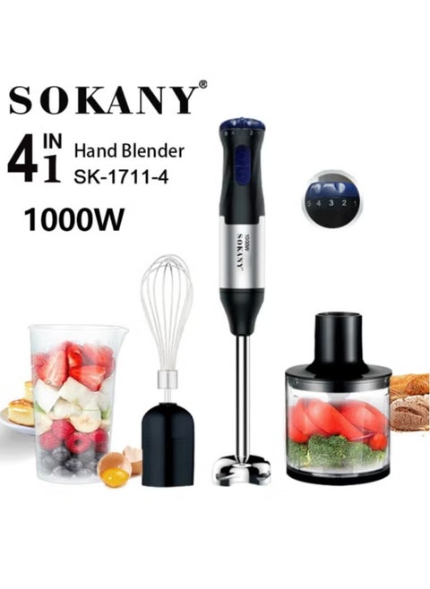 4 In 1 Electric Hand Blender Handheld Blender,Chopper, Mixer,1000.0 W, SK-1711-4