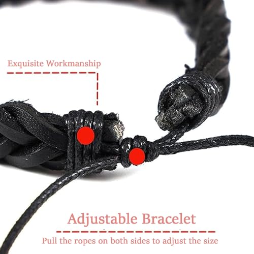 KalamkariX Punk Bracelet Set, Black Leather Hand Bands for Men and Women, Adjustable Wristbands for Punk Music Lovers, Gothic Style, Rock Climbing, Motorcycle Riding, Gift Giving - Image 4