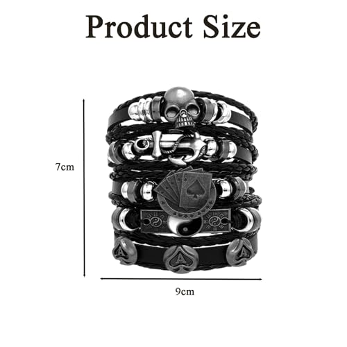 KalamkariX Punk Bracelet Set, Black Leather Hand Bands for Men and Women, Adjustable Wristbands for Punk Music Lovers, Gothic Style, Rock Climbing, Motorcycle Riding, Gift Giving - Image 2
