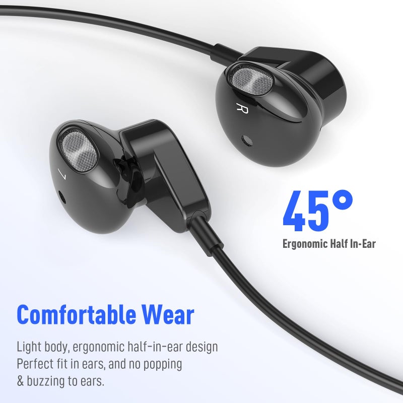 APETOO 3.5mm Wired Earbuds Headphones HiFi Stereo Wired Earphones with Microphone Volume Control Noise Isolation Bass for iPhone, Samsung, MP3/MP4, Computer, Laptop, Gaming Controller, Kids, School Students - Image 3