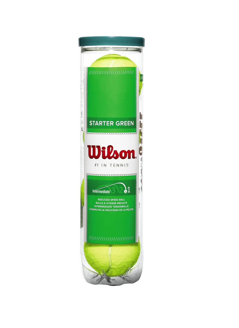 Wilson Starter Green Tennis For Junior or Adult Beginners -  4 Ball Can