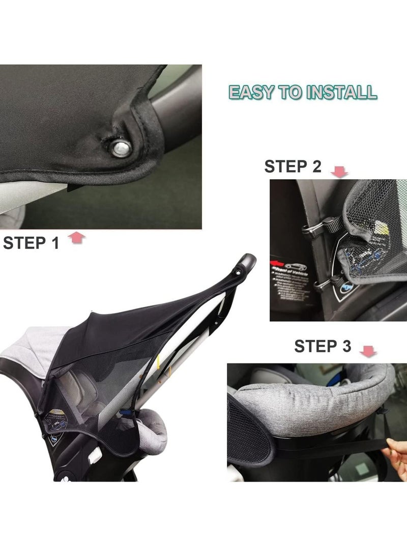 SYOSI Stroller Sun Shade for Doona Baby Car seat, Pram Sunshade Cover, UV Protection Cover Pushchairs Strollers Functional Sleep Aid Infant Buggy Carrycot, Universal Waterproof  - Image 3