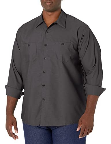 Red Kap Mens Size Industrial Work Shirt Regular Fit Long Sleeve Charcoal 4XLargeTall