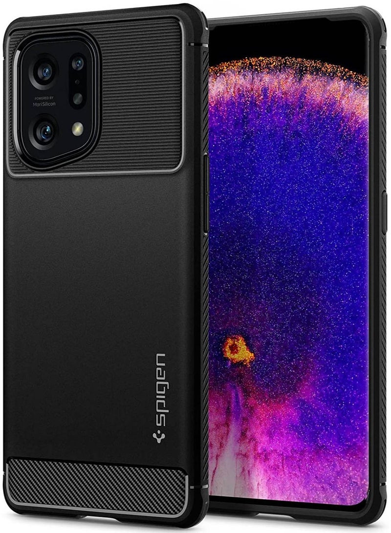 Spigen Rugged Armor Case Cover for Oppo Find X5 - Matte Black - Image 1