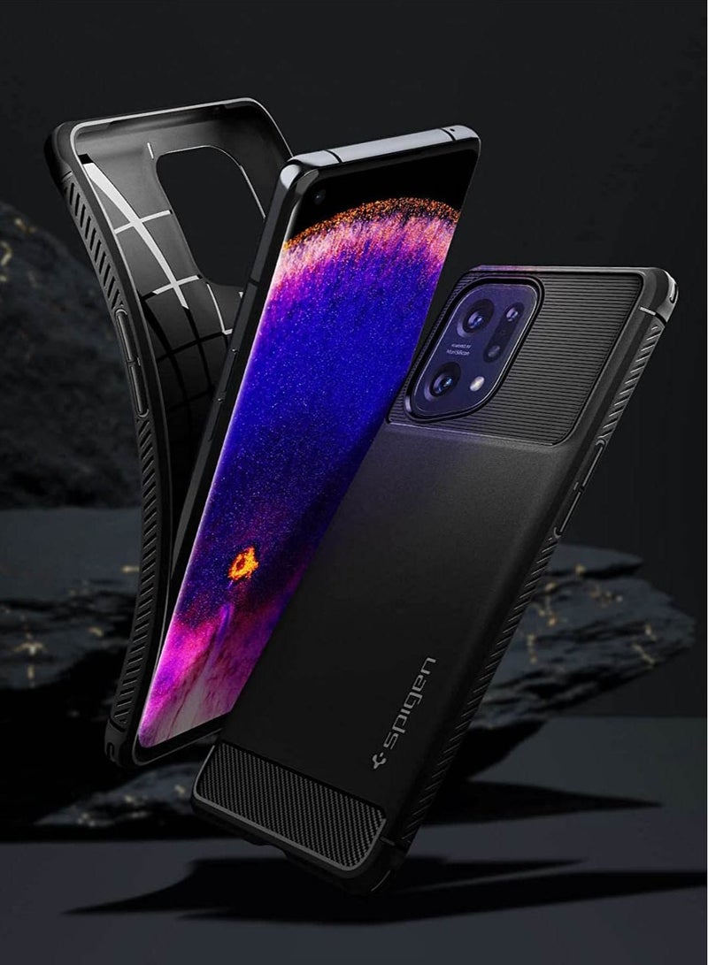 Spigen Rugged Armor Case Cover for Oppo Find X5 - Matte Black - Image 2