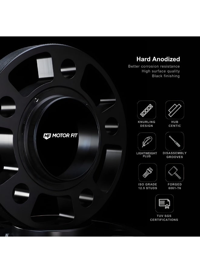 موتور فيت فواصل عجلات 20 مم MOTOR FIT لجيتور T2 2024+ (مجموعة من اثنين) | مجموعة فاصل ألمنيوم 5x108 محور محور 6061-T6 | أعمدة M14x1.5 | الأسود المؤكد الصلب | ترقية الوضعية الأعرض والثبات - Image 3