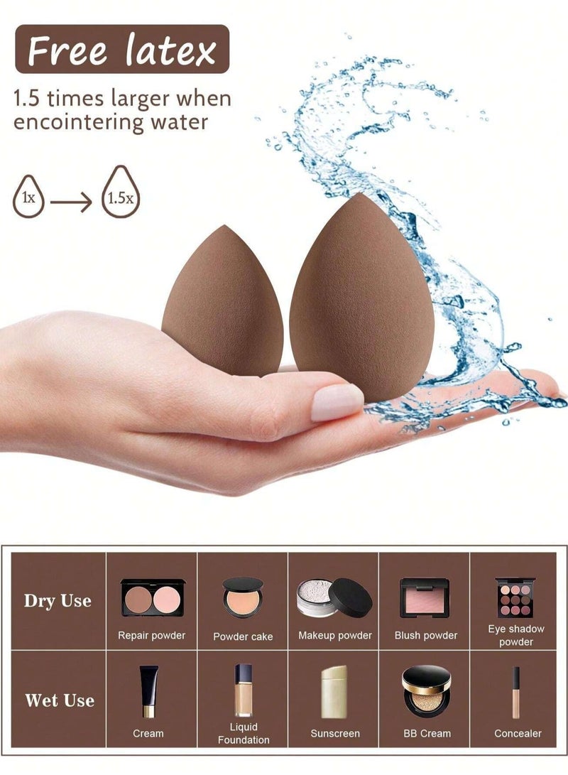 Generic 10-Piece Makeup Sponge Set - Mini Blender Sponges for Liquid, Cream, and Powder Makeup (Brown)  - Image 2