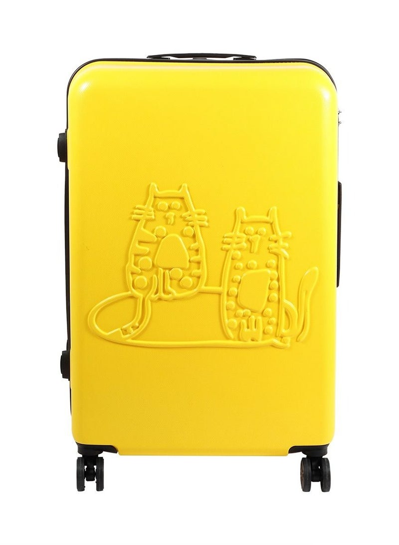 Biggdesign BiggDesign Cats Yellow Hand Luggage Suitcase - Travel Suitcase Small - Hardshell Suitcase with Caster Wheels - Travel Suitcases with Locking System - With 4 Wheels and Number Lock - 40l - Yellow - Image 1