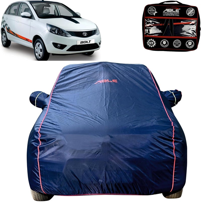Able Parashuit Blue WR Series Car Body Cover with Mirror Pockets and Driver Door Zipper Compatible for TATA Bolt (2014 to 2019 Model) - Image 1