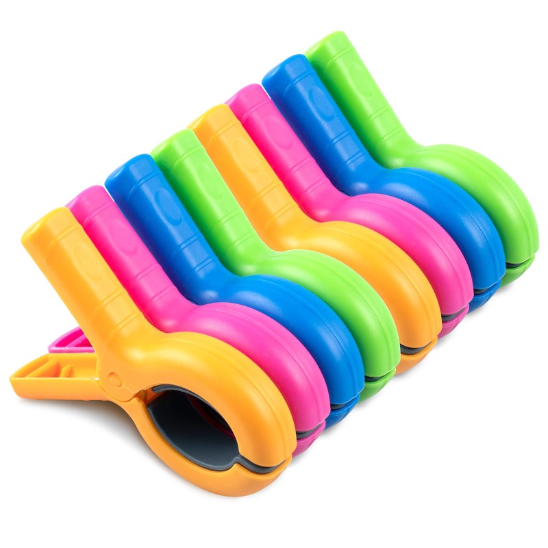 Dreecy Large Beach Towel Clips for Beach Chairs, 8 Pcs Towel Holder for Beach Chair Pool Chair on Cruise, Jumbo Size Heavy Duty Clothes Pins, Beach Chair Clips to Beach Accessories Must Haves, 4 Colors - Image 1