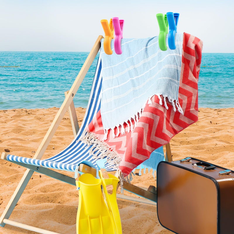 Dreecy Large Beach Towel Clips for Beach Chairs, 8 Pcs Towel Holder for Beach Chair Pool Chair on Cruise, Jumbo Size Heavy Duty Clothes Pins, Beach Chair Clips to Beach Accessories Must Haves, 4 Colors - Image 4