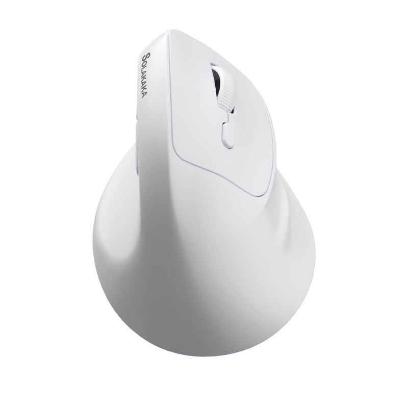 SOLAKAKA SM520 Ergonomic Mouse with 24000 DPI, Vertical Mouse with Programmable Side Button, Wireless Mouse with Tri-Mode Connection - BT5.0/USB-C/2.4GHz, for Desktop, PC, Laptop (White) - Image 1