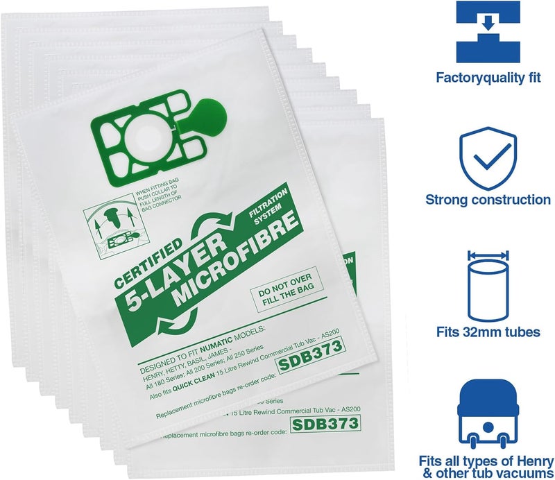 فيرست فور سبيرس First4Spares 20 × Numatic Henry Hetty HEPAFLO أكياس هوفر للمكنسة الكهربائية قماش كيس Hepa Flo - Image 2